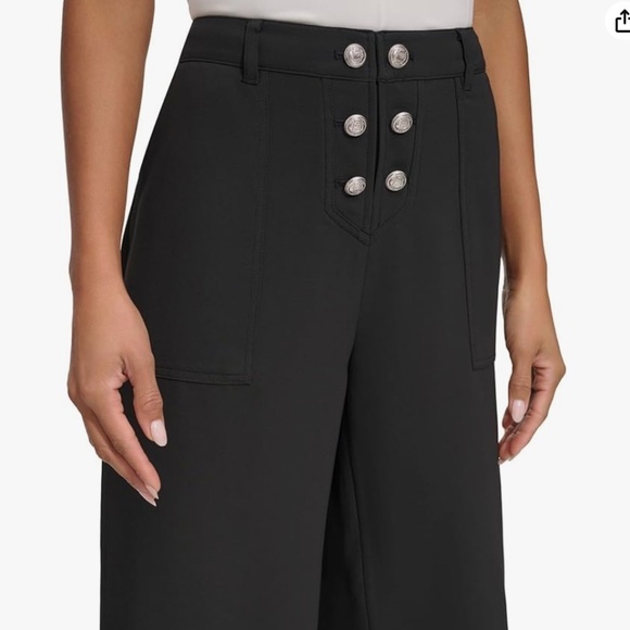 KARL LAGERFELD PARIS Women Wide Leg Ankle Pants Sz 10 Button Front Party Office - Picture 2 of 14